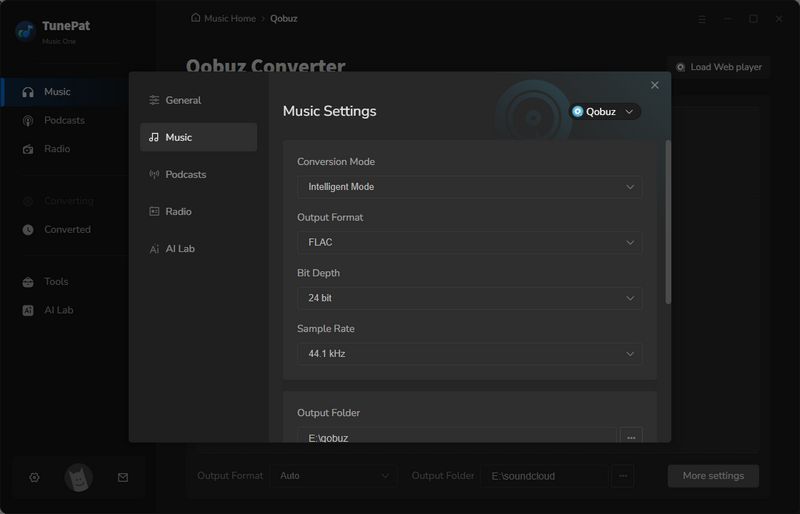 customize qobuz output settings