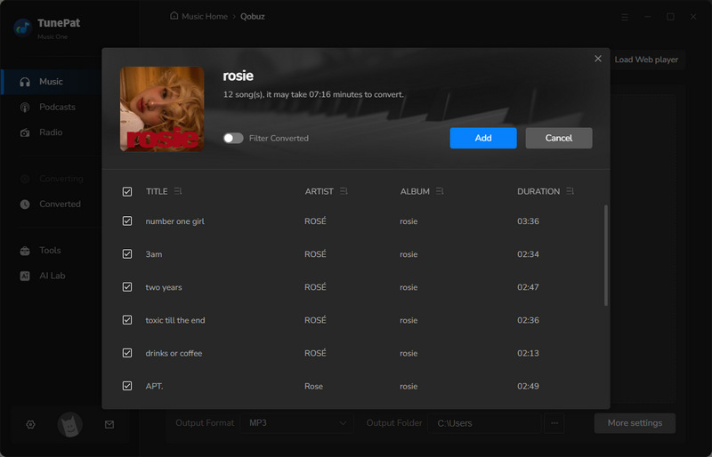 add qobuz music