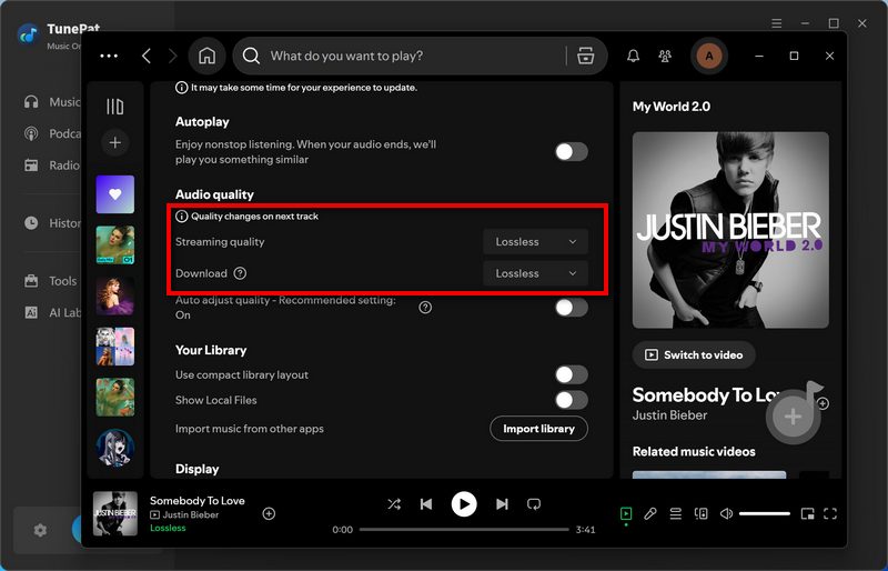 change Spotify audio quality settings