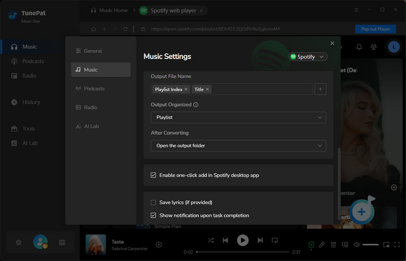 change the settings
