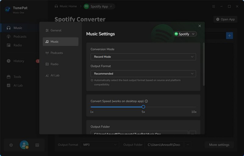 Spotify lossless output settings