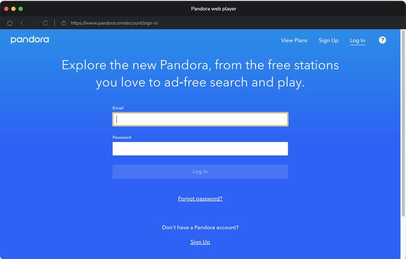 Log in Pandora Music account on TunePat Mac