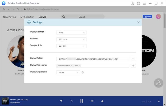 choose mp3 as the output format