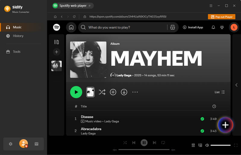 click to add spotify music