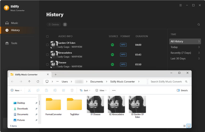 converted spotify music