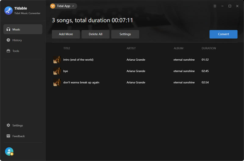 Tidabie export tidal to flac
