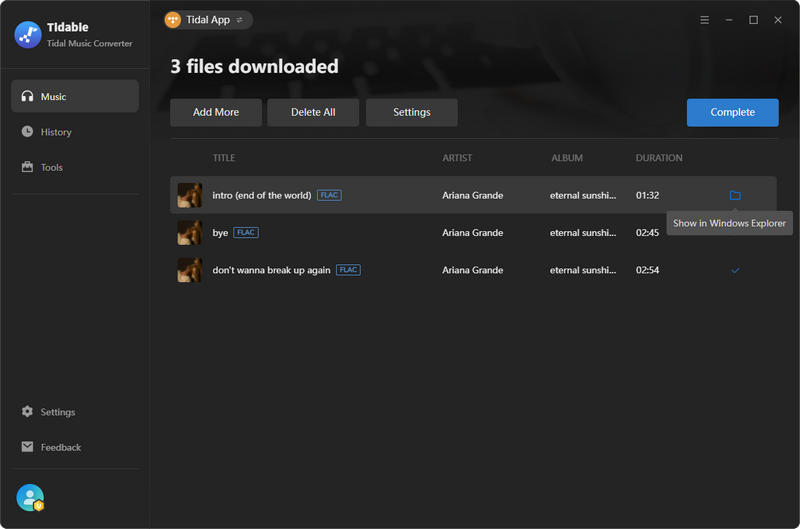 tidal hires files in flac