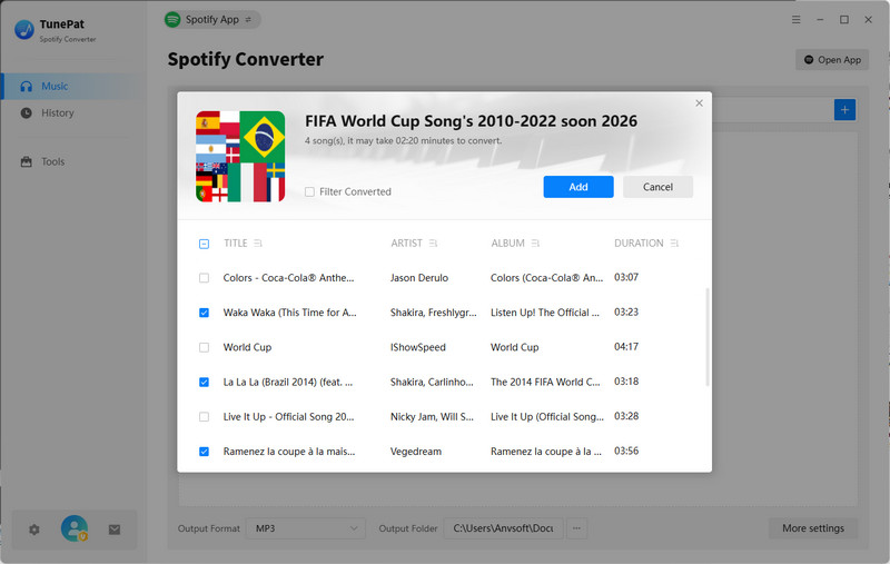 Add Spotify songs to TunePat