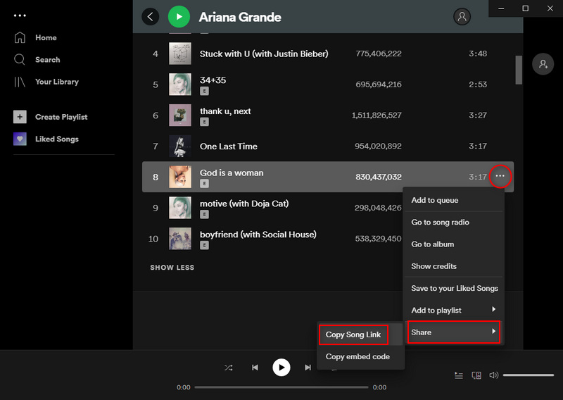 copy spotify url