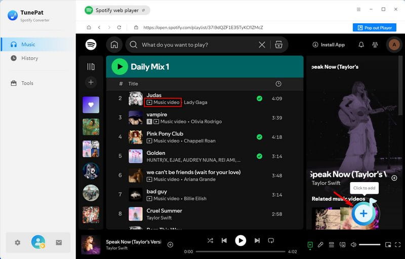 open spotify music video