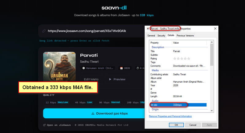 Saavn JioSaavn Downloader quality and id3 tags