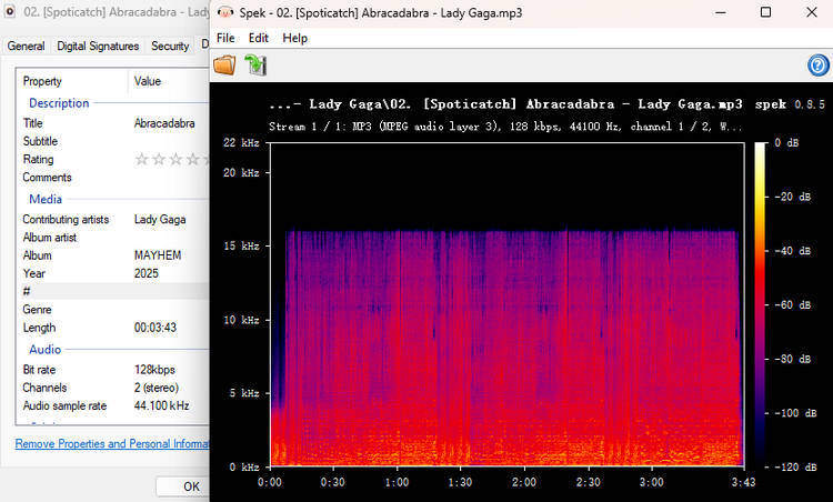 SpotiCatch audio quality test result