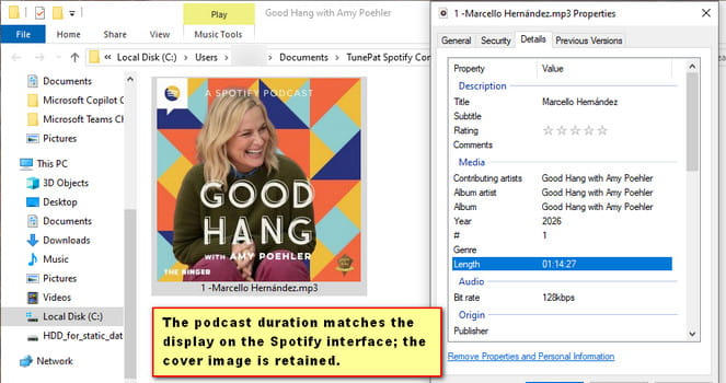 TunePat Spotify Converter download podcast result