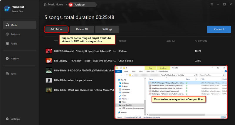 output youtube to mp3 in bulk