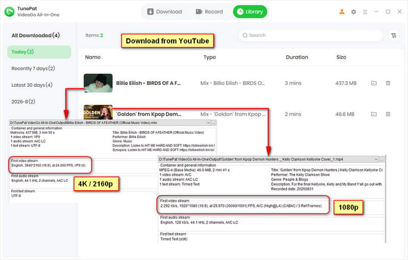 tunepat download high quality video