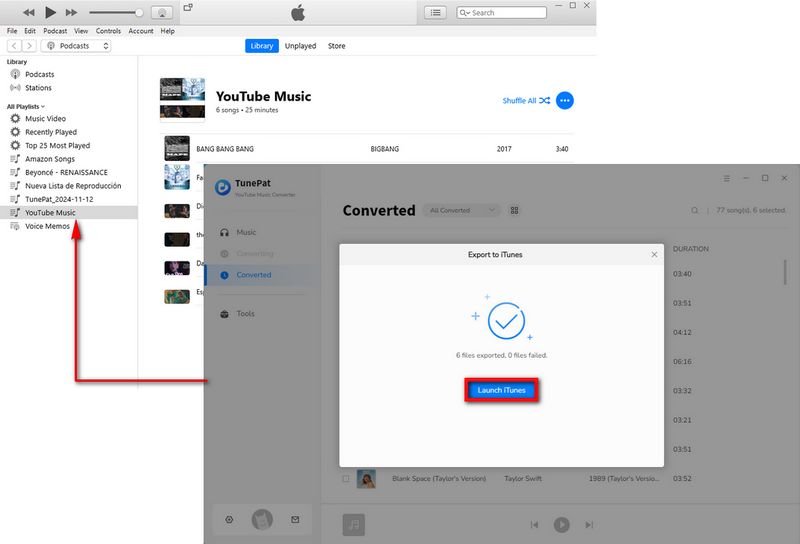 youtube music list on itunes library