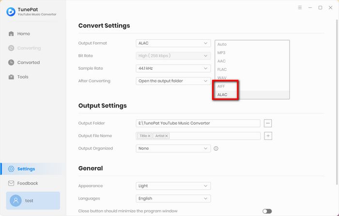 Customize output settings