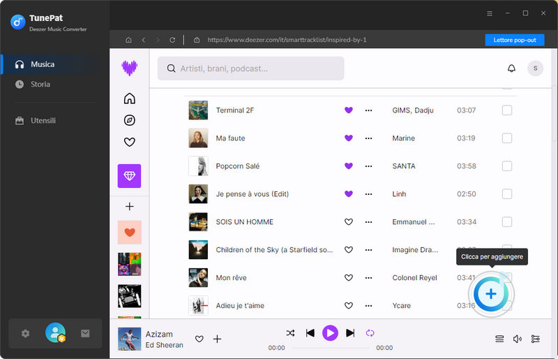 Aggiungi canzoni Deezer