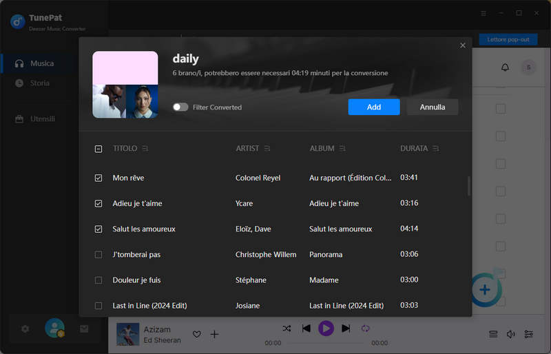 Seleziona canzoni