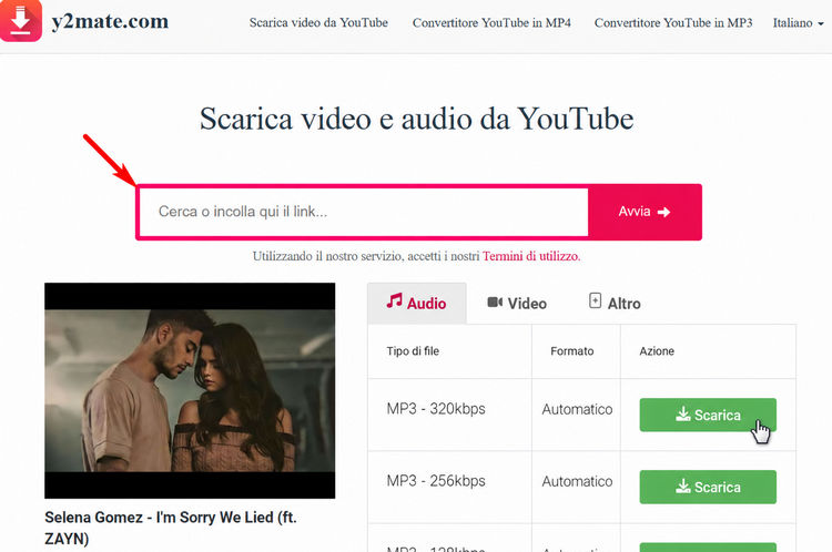 downloader Y2Mate per YouTube Music