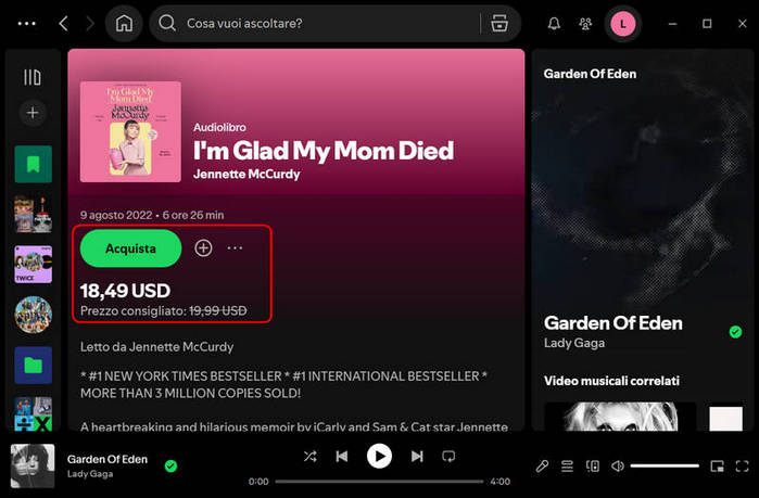 Acquistare audiolibri di Spotify