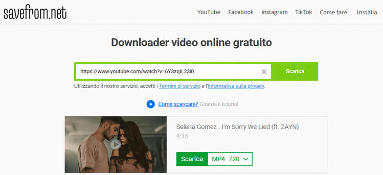 downloader SaveFrom per YouTube Music