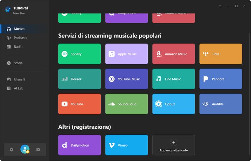scegli ingresso YouTube