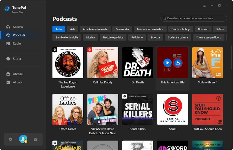 cerca il podcast desiderato