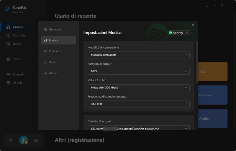 impostazioni di output completate