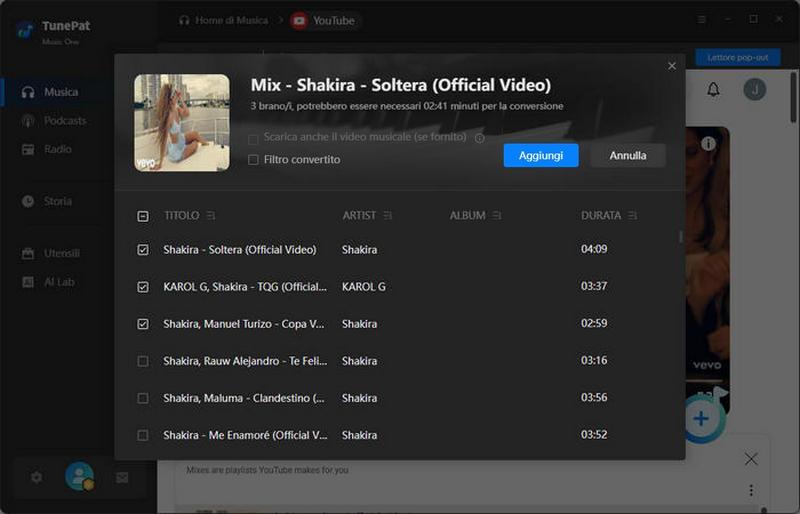 aggiungi video a TunePat