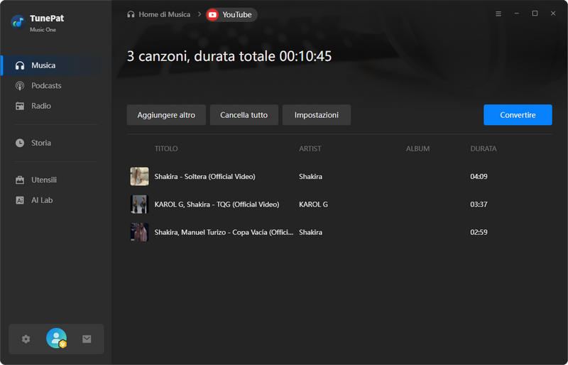 converti video di YouTube