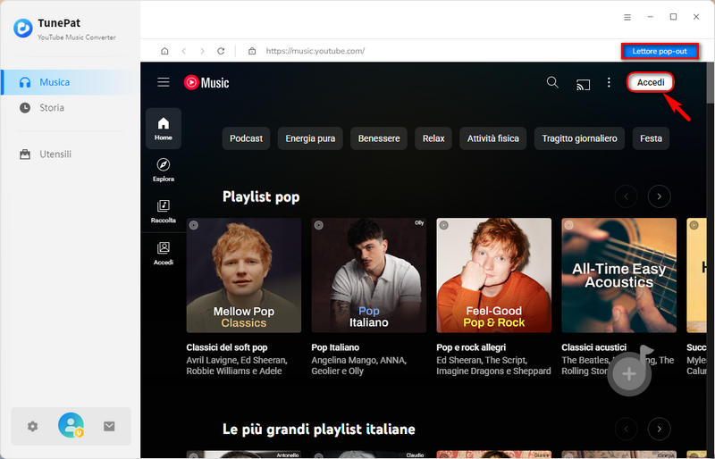 Accedi al tuo account YouTube Music