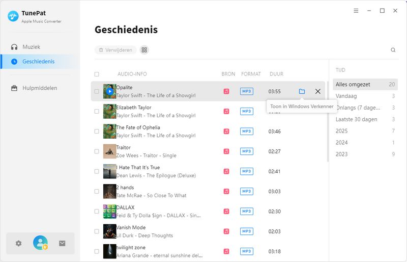 geconverteerde Apple Music nummers in MP3 formaat