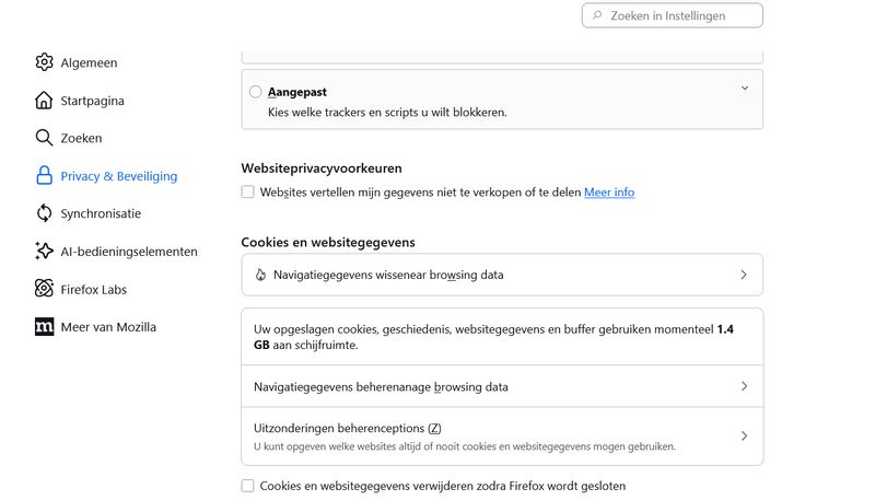 Firefox cache wissen