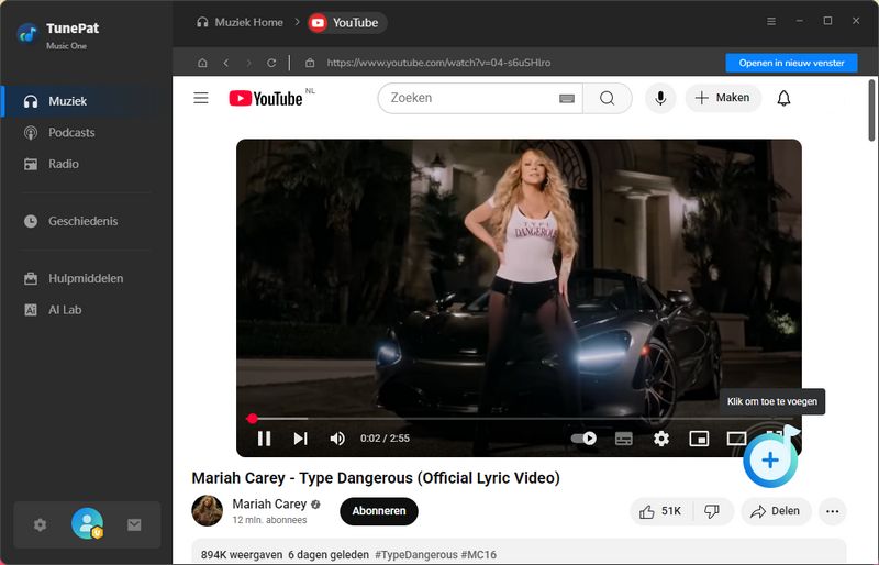 klik om YouTube-video te analyseren