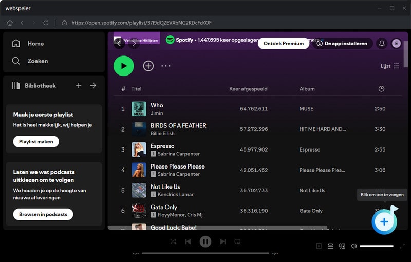 spotify toevoegen aan tunepat