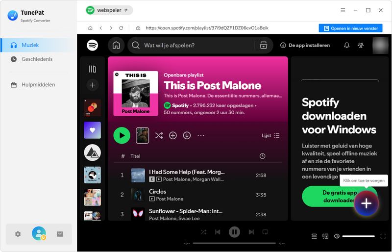 Spotify nummers toevoegen aan TunePat