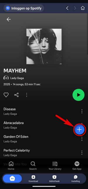 Spotify nummers toevoegen
