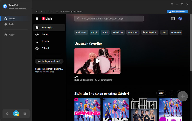 YouTube Music hesabınıza giriş yapın