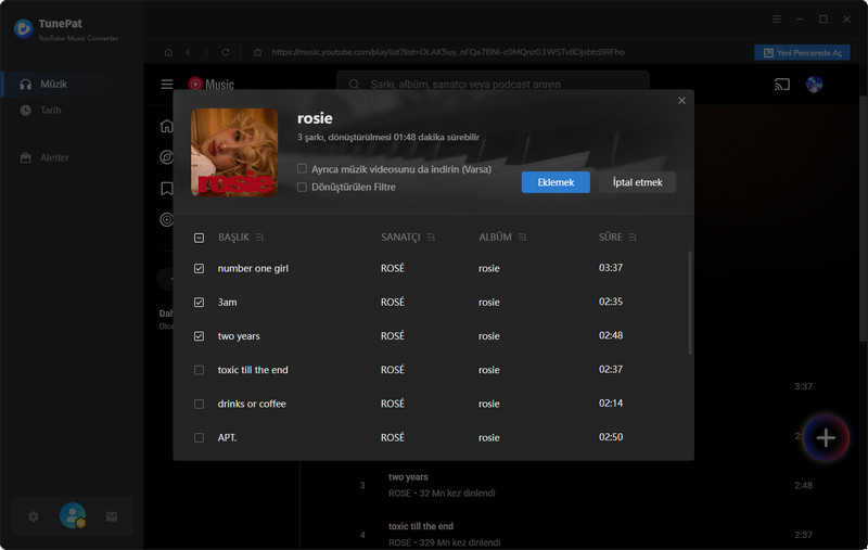 Dönüştürmek için youtube music ekleyin